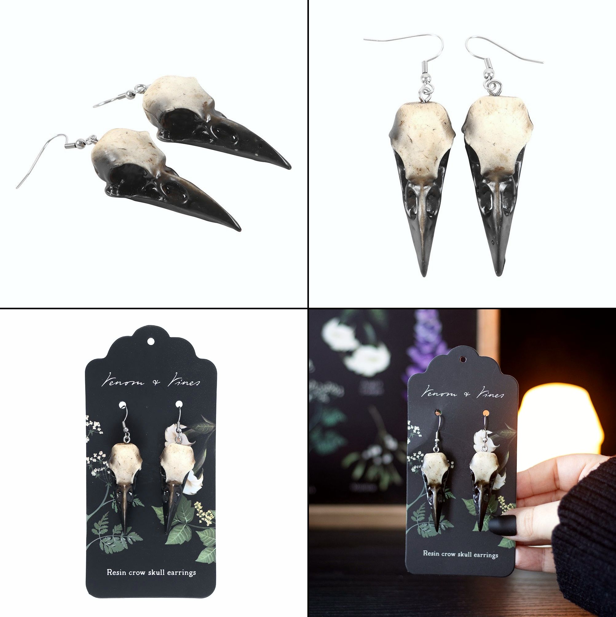 Náušnice - Crow Skull