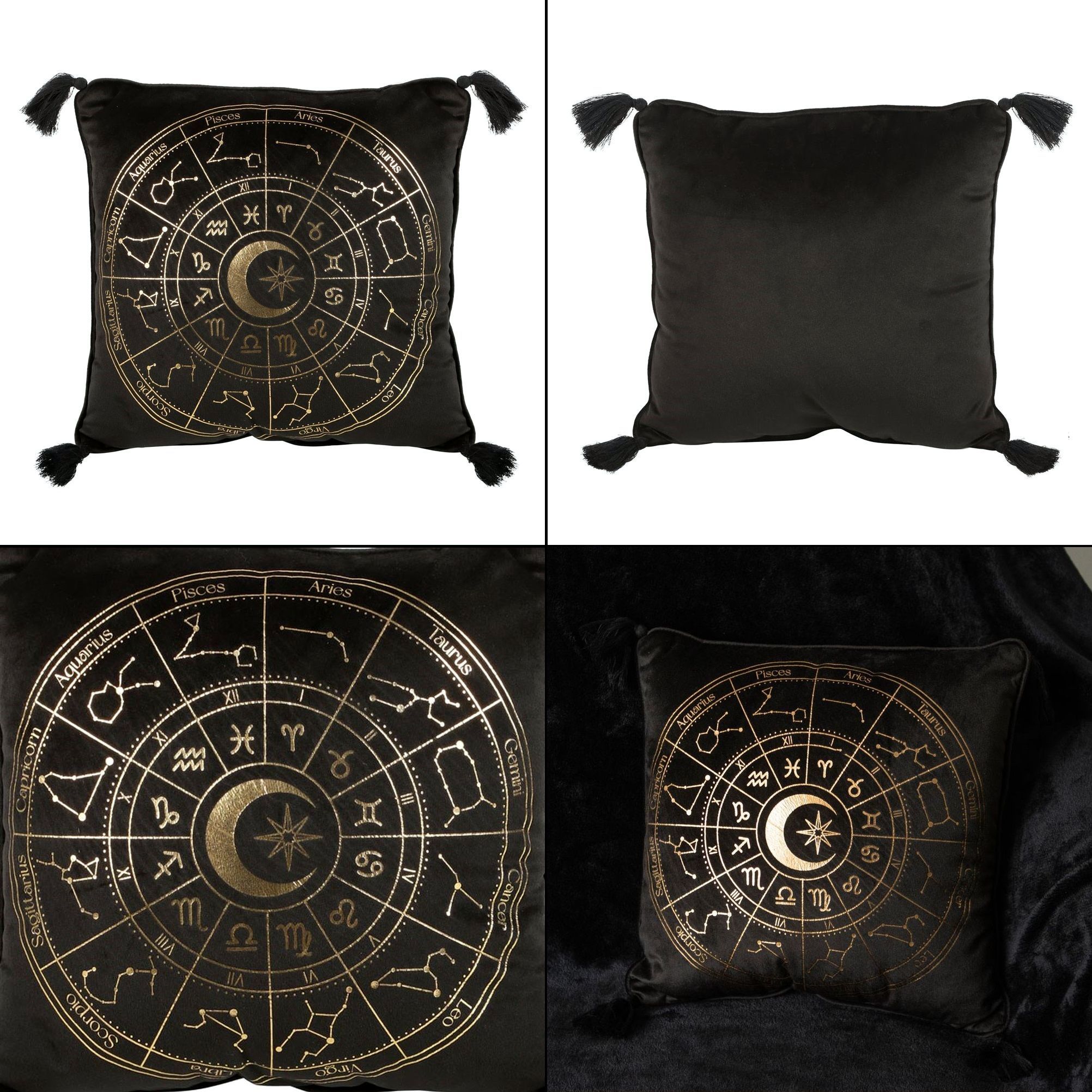 Gotický polštář - Black Astrology Wheel 