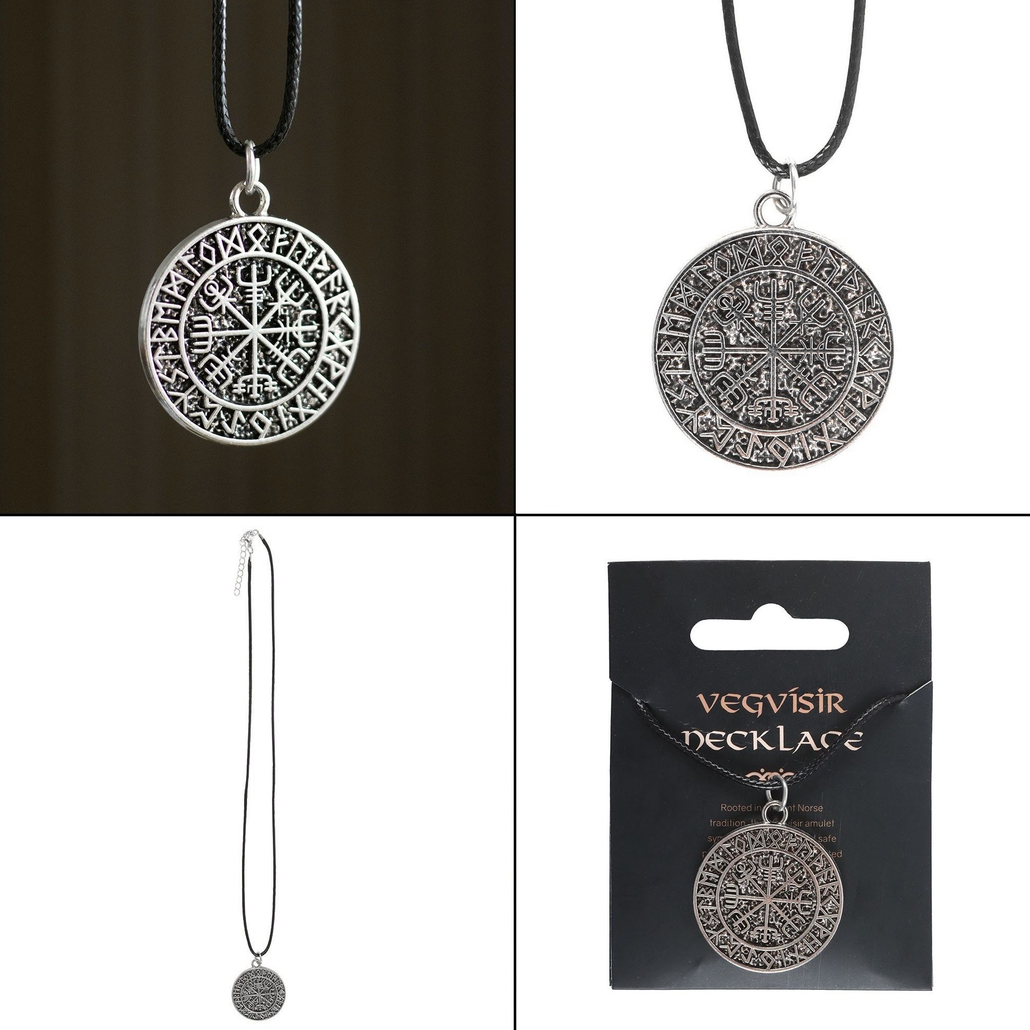 Přívěsek se šňůrkou - vikingský kompas Vegvísir