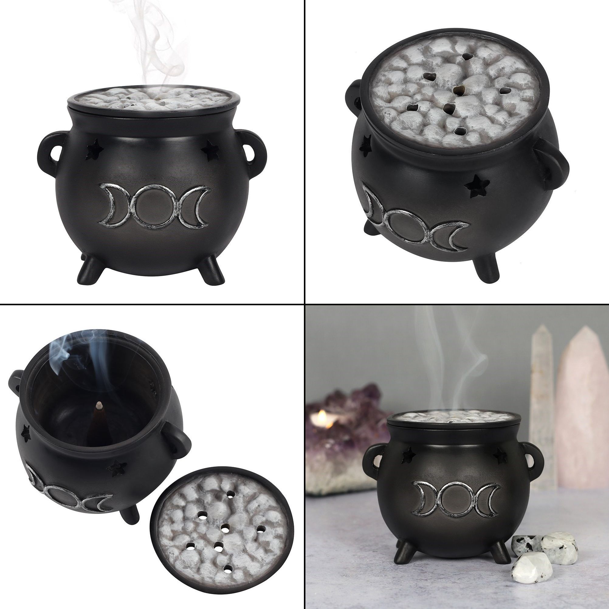 Stojánek na vonné kužely - Triple Moon Cauldron
