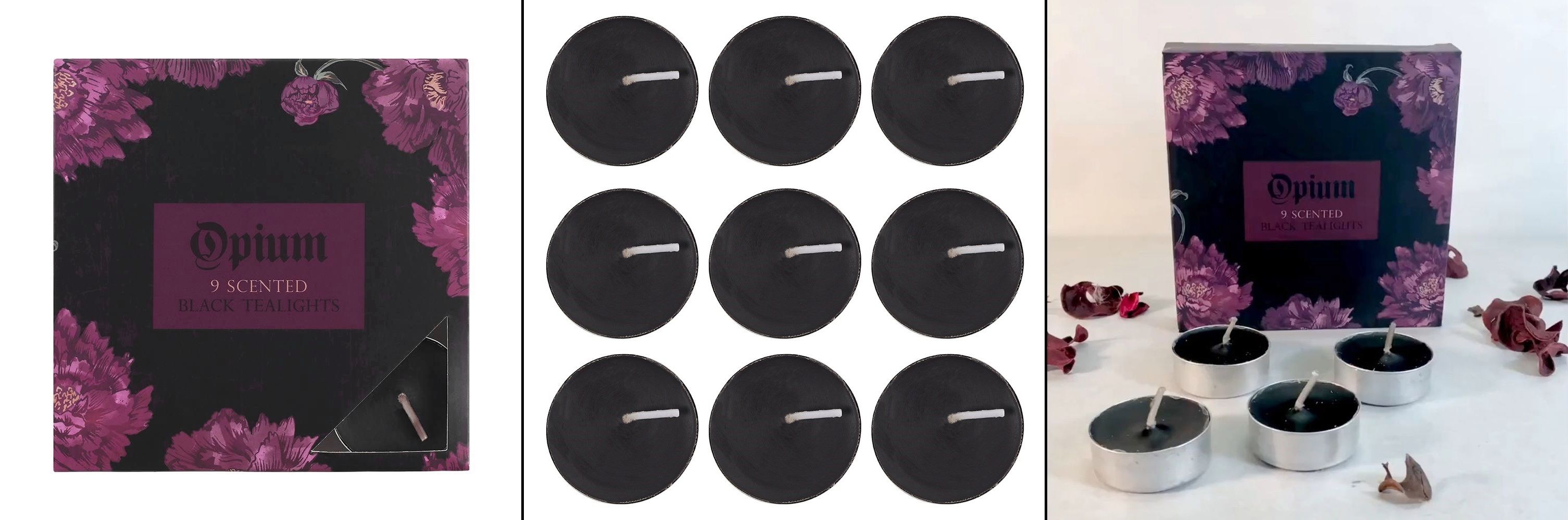 Svíčky čajové černé vonné - Opium (9 ks)