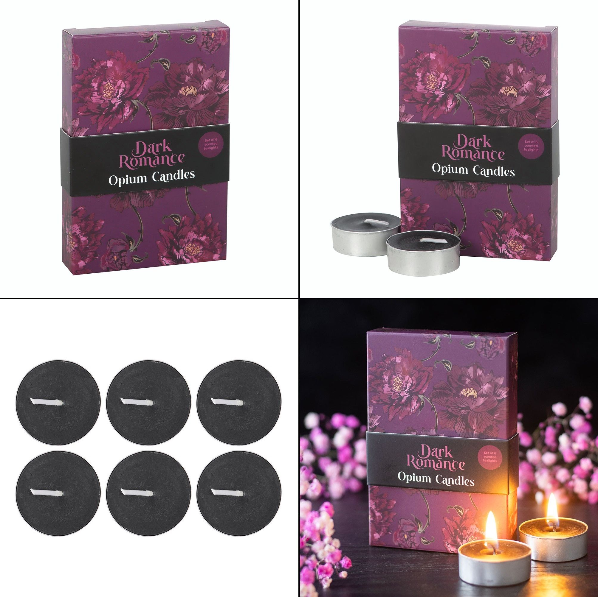 Svíčky čajové černé vonné - Opium (6 ks)