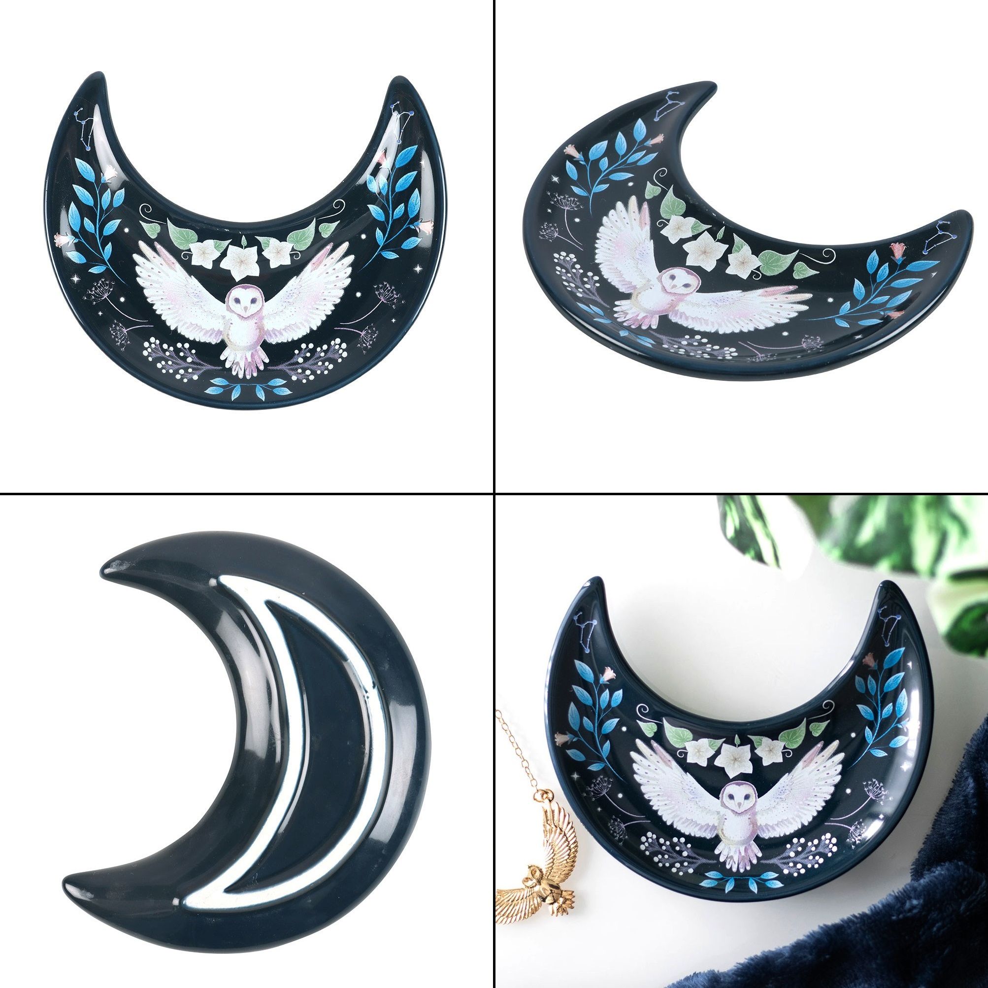 Tácek keramický - Crescent Moon Owl