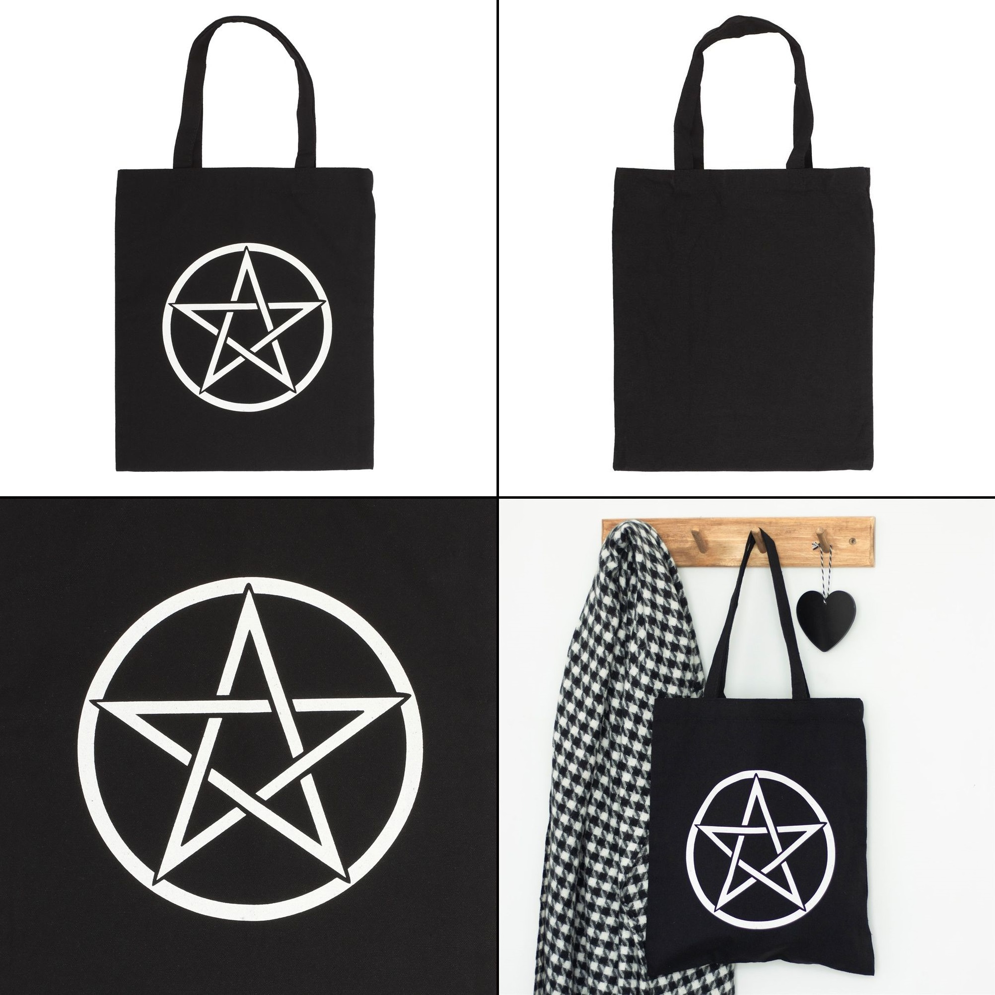 Gotická taška černá plátěná - Pentagram