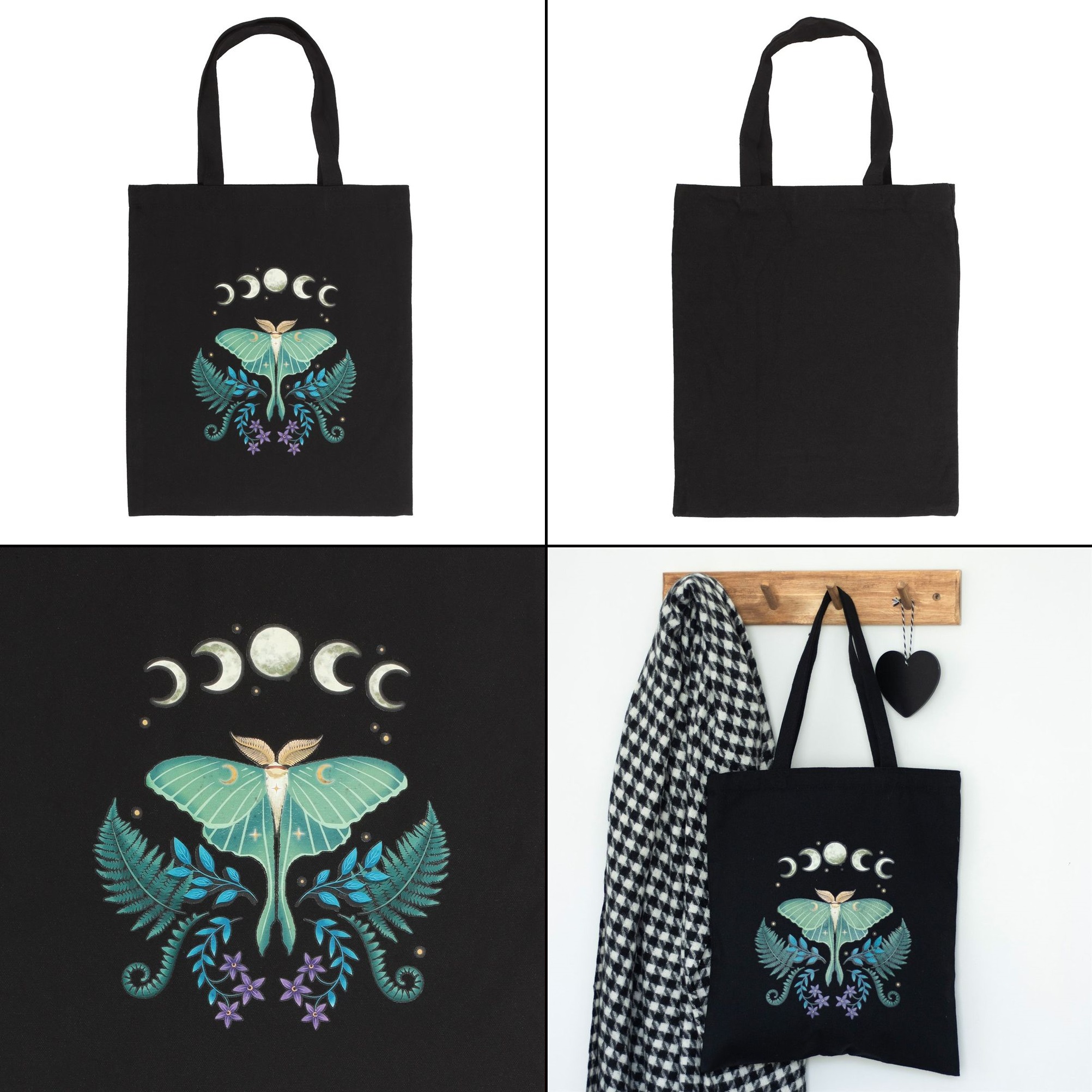Gotická taška černá plátěná - Luna Moth