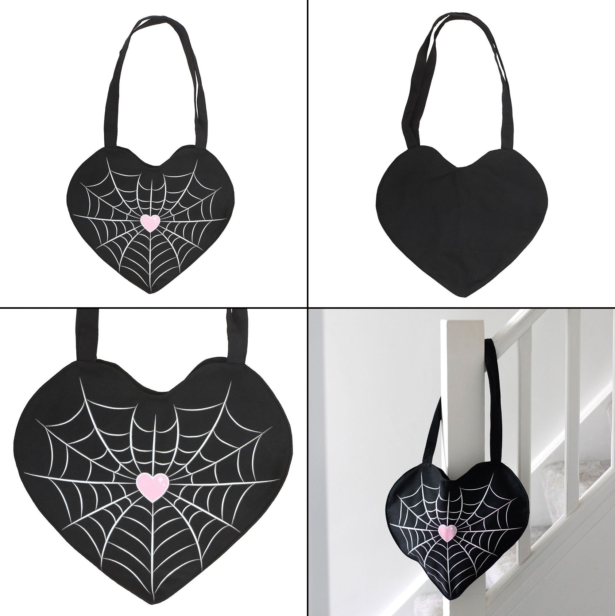Gotická taška černá plátěná - Spiderweb Heart