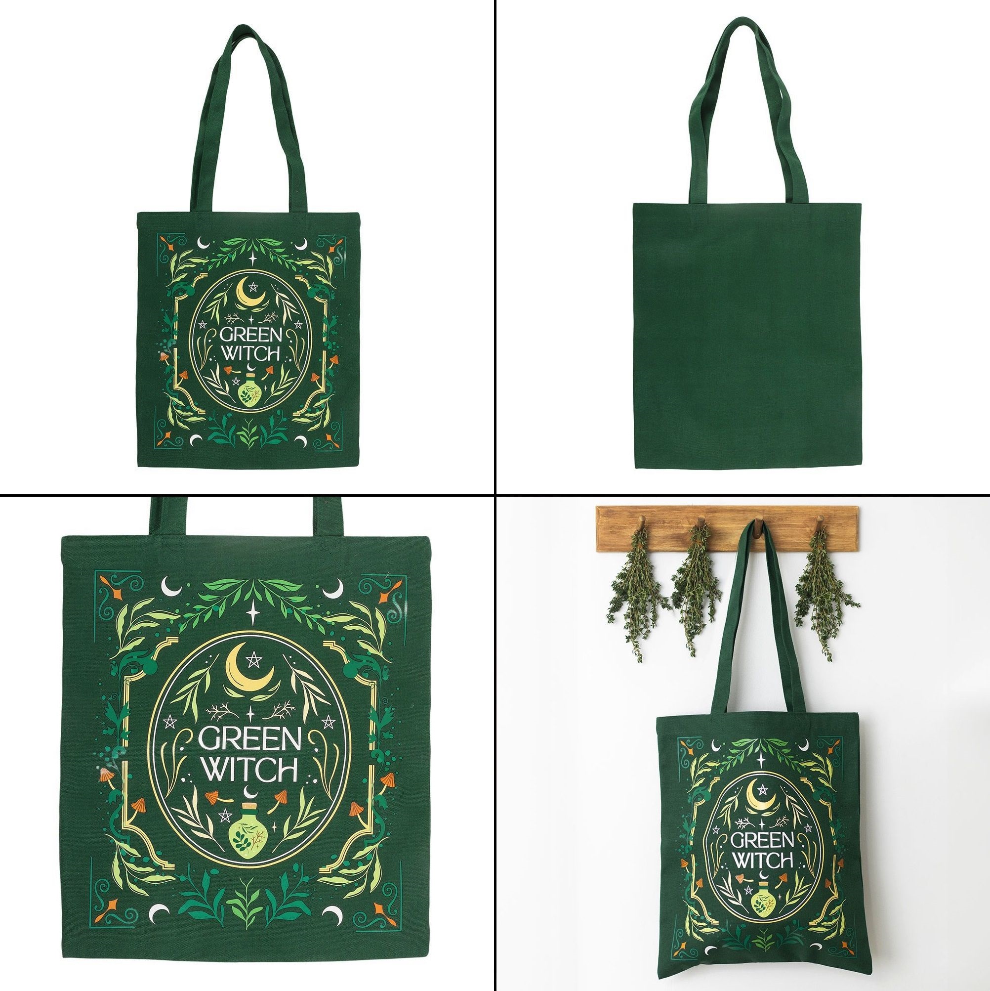 Gotická taška zelená plátěná - Green Witch