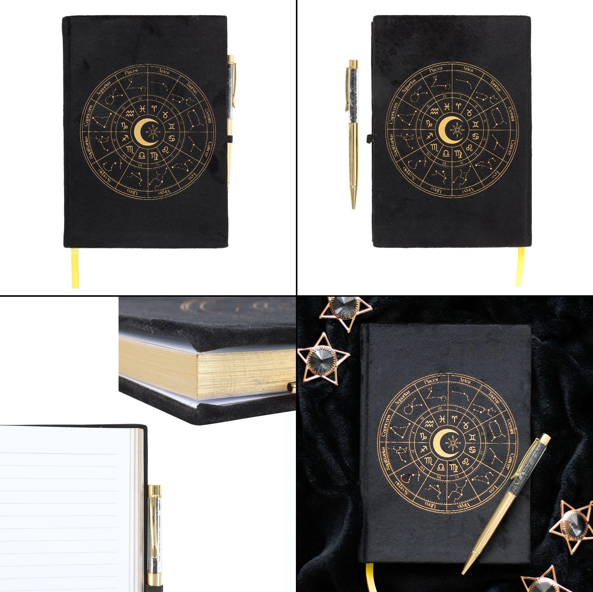 Zápisník sametový s propiskou - Astrology Wheel