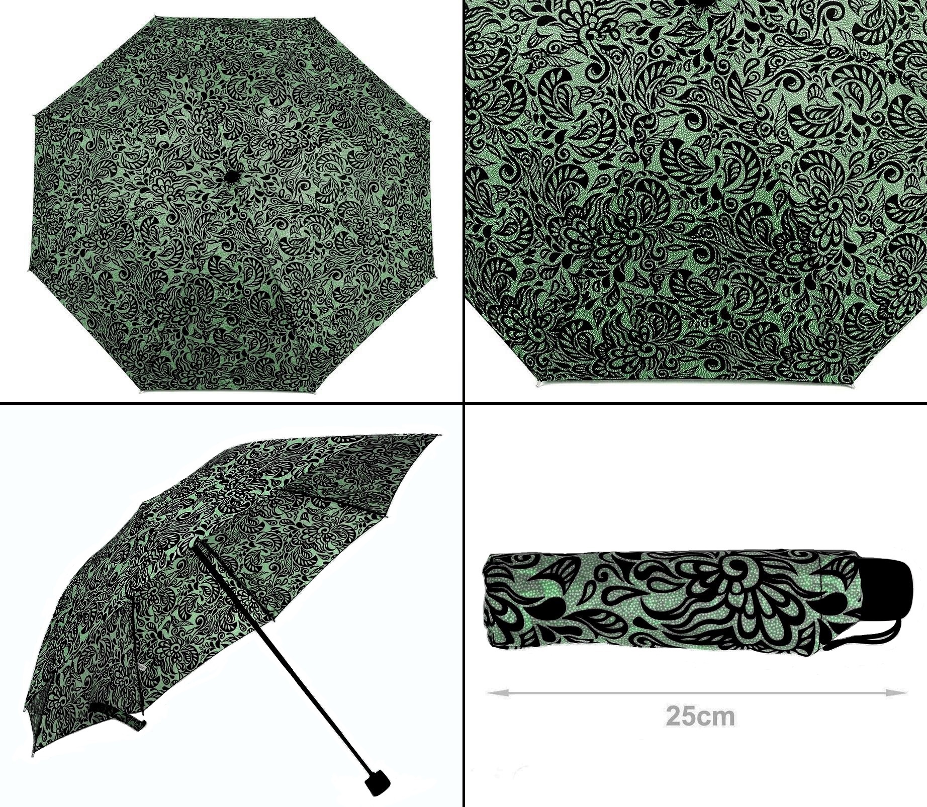 Gotický deštník skládací s ornamenty zelený