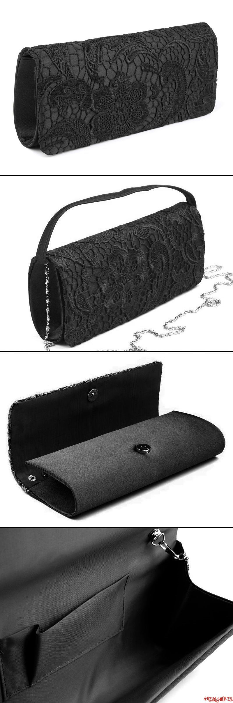 Gotická kabelka dámská - psaníčko s černou krajkou