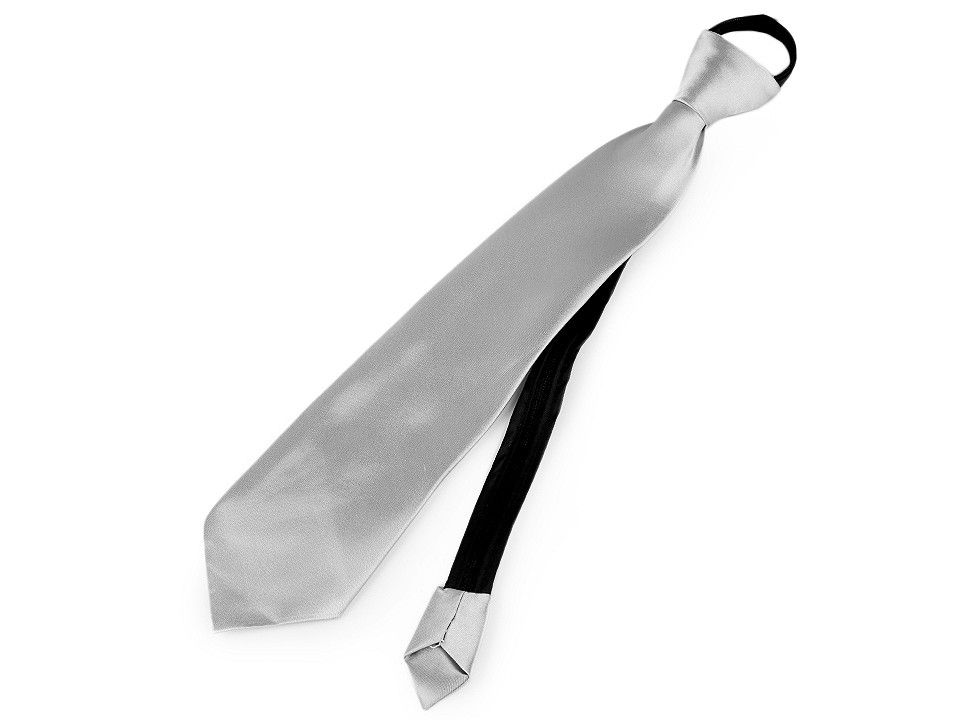 Kravata krátká stříbrná