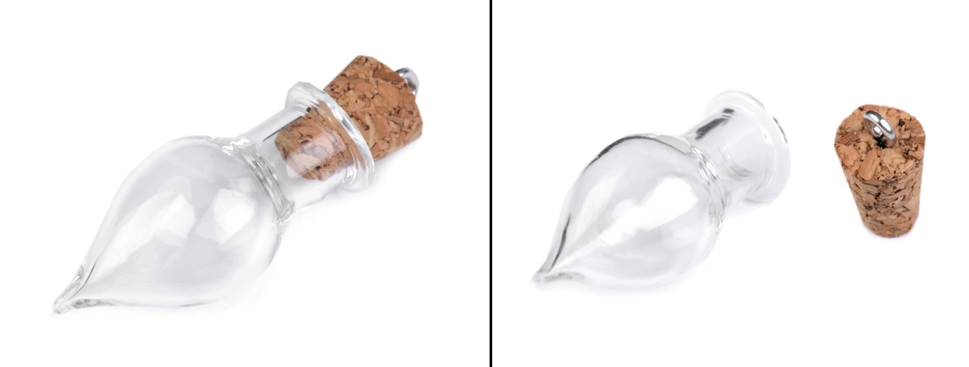 Skleněná lahvička kapka 3 cm