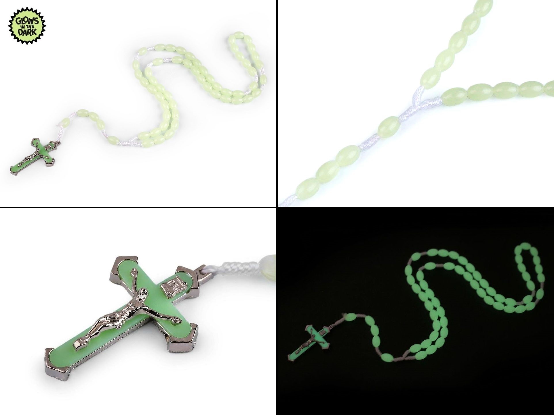 Náhrdelník růženec svítící ve tmě
