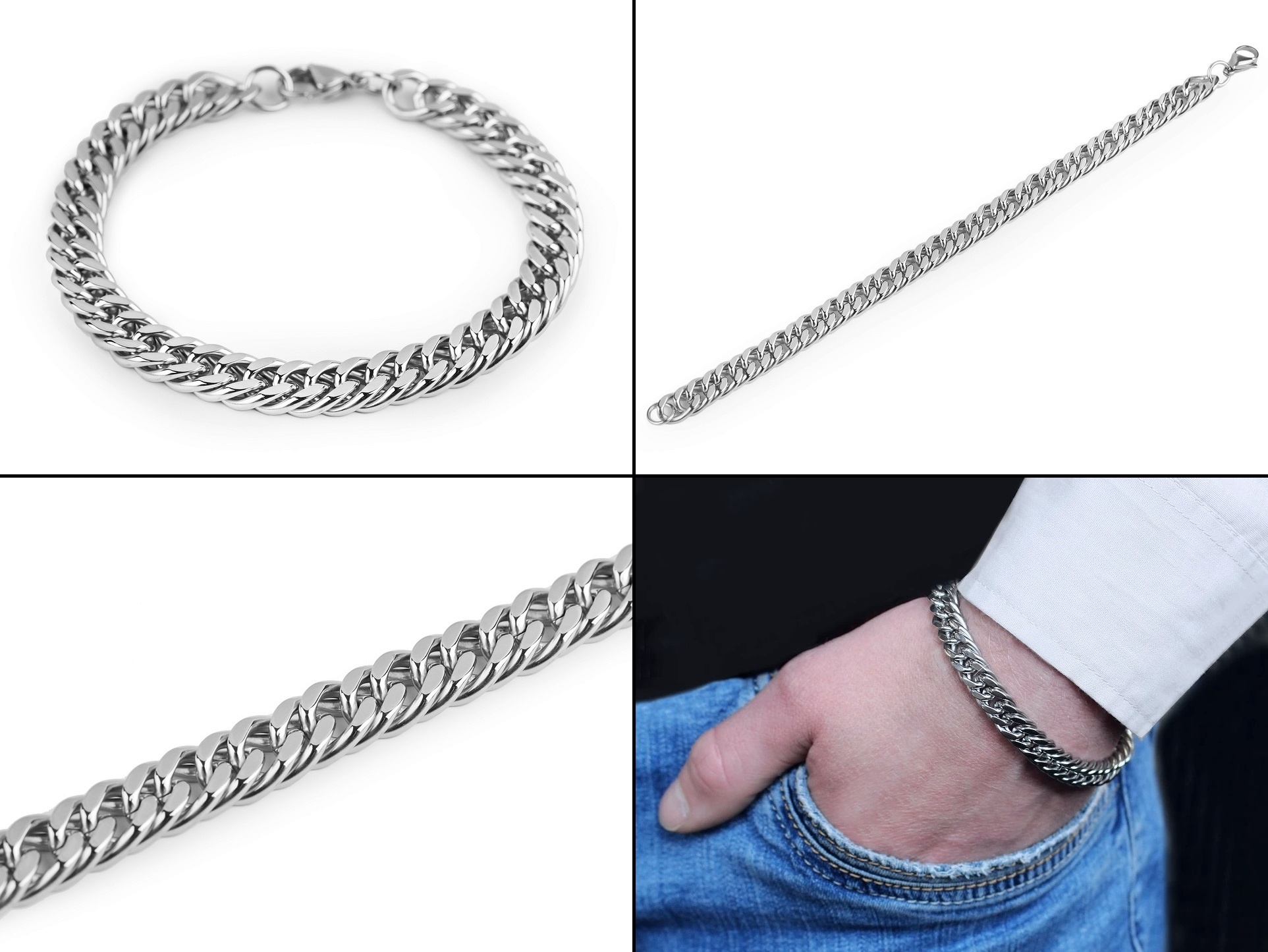 Náramek pánský z plochých proplétaných oček