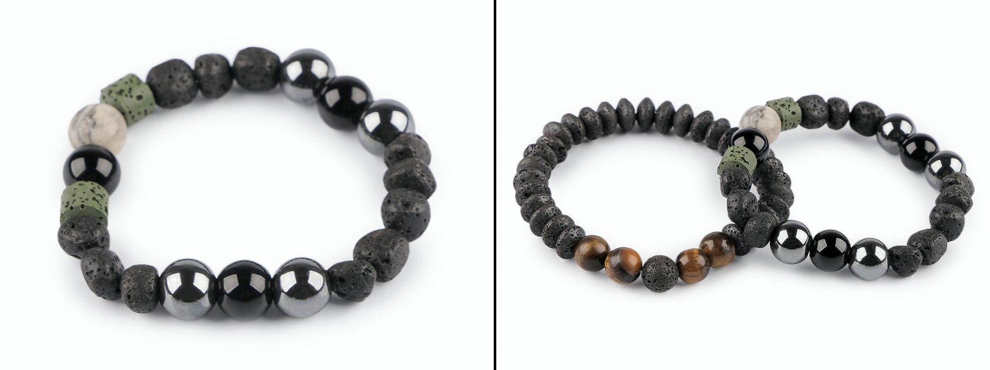 Náramek z lávových korálků a mixem
