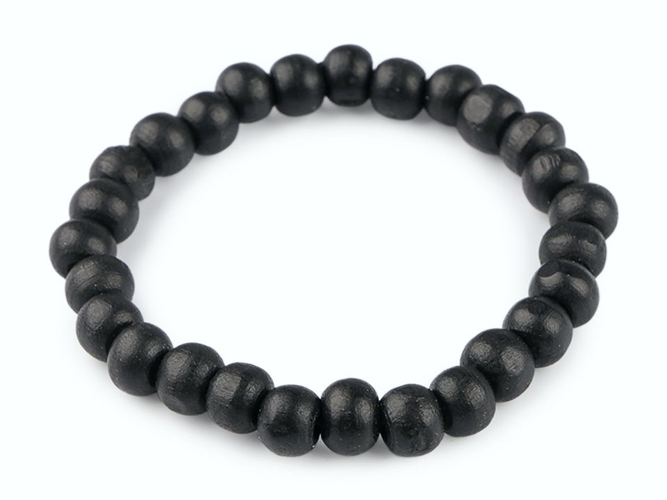 Náramek z černých dřevěných korálků