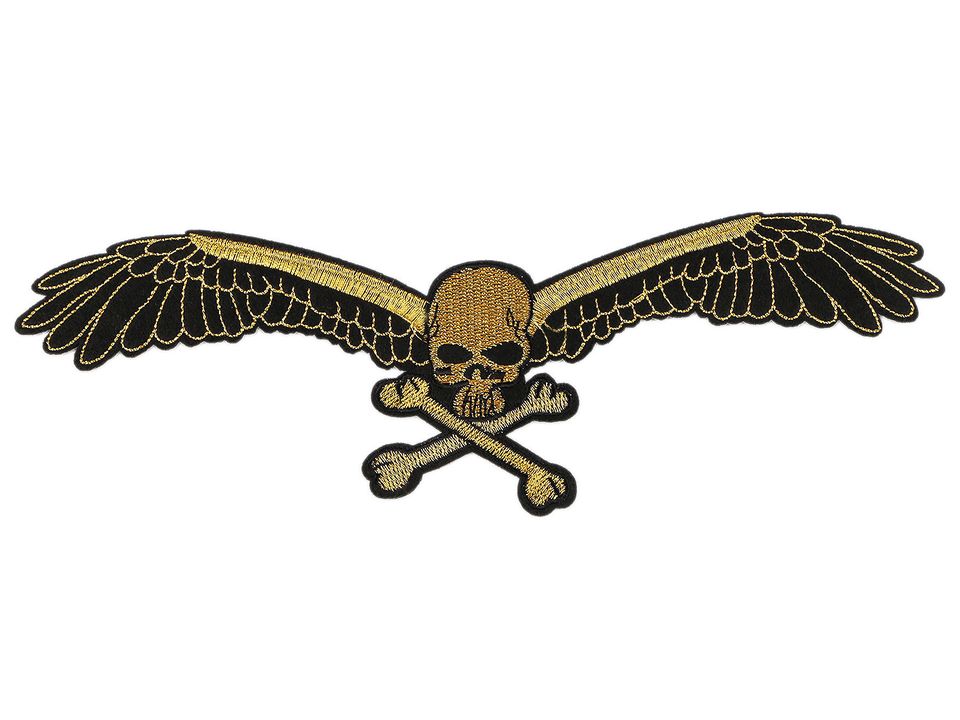 Nášivka velká - Okřídlená lebka zlatá