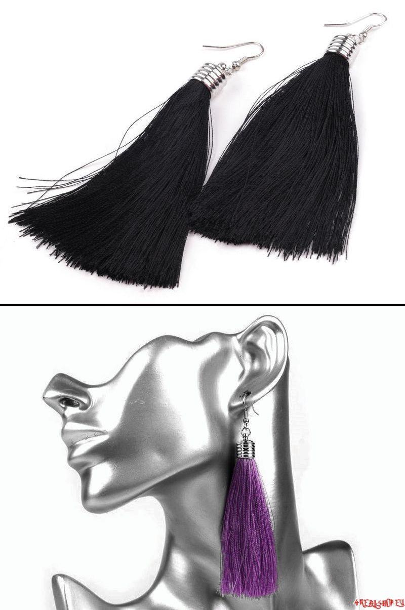 Náušnice střapcové černé