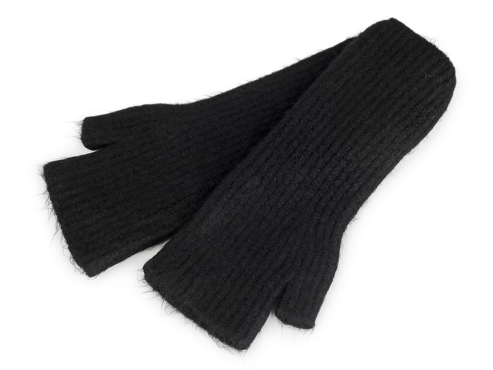 Rukavice bezprsté dlouhé pletené černé zimní