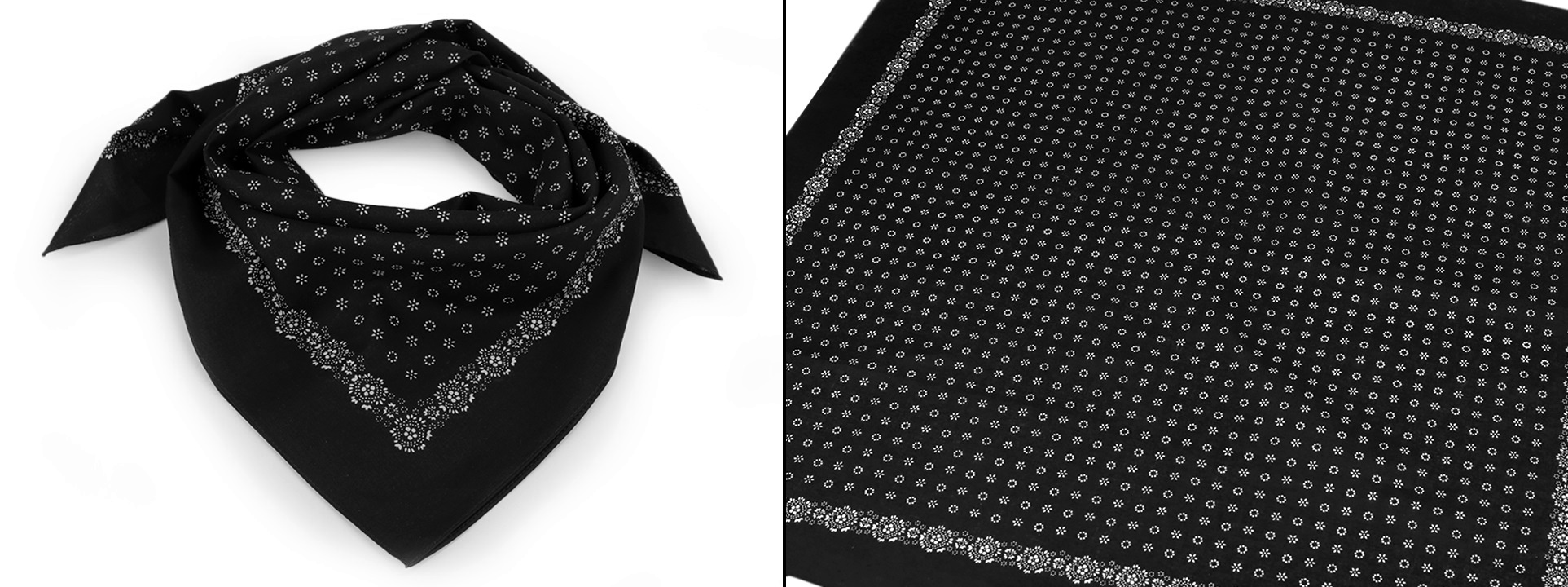 Šátek černý s drobnými květy