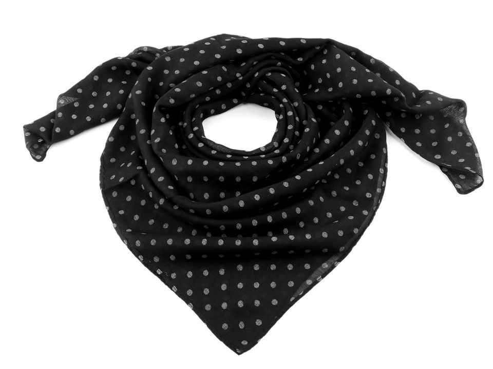 Šátek velký černý s puntíky