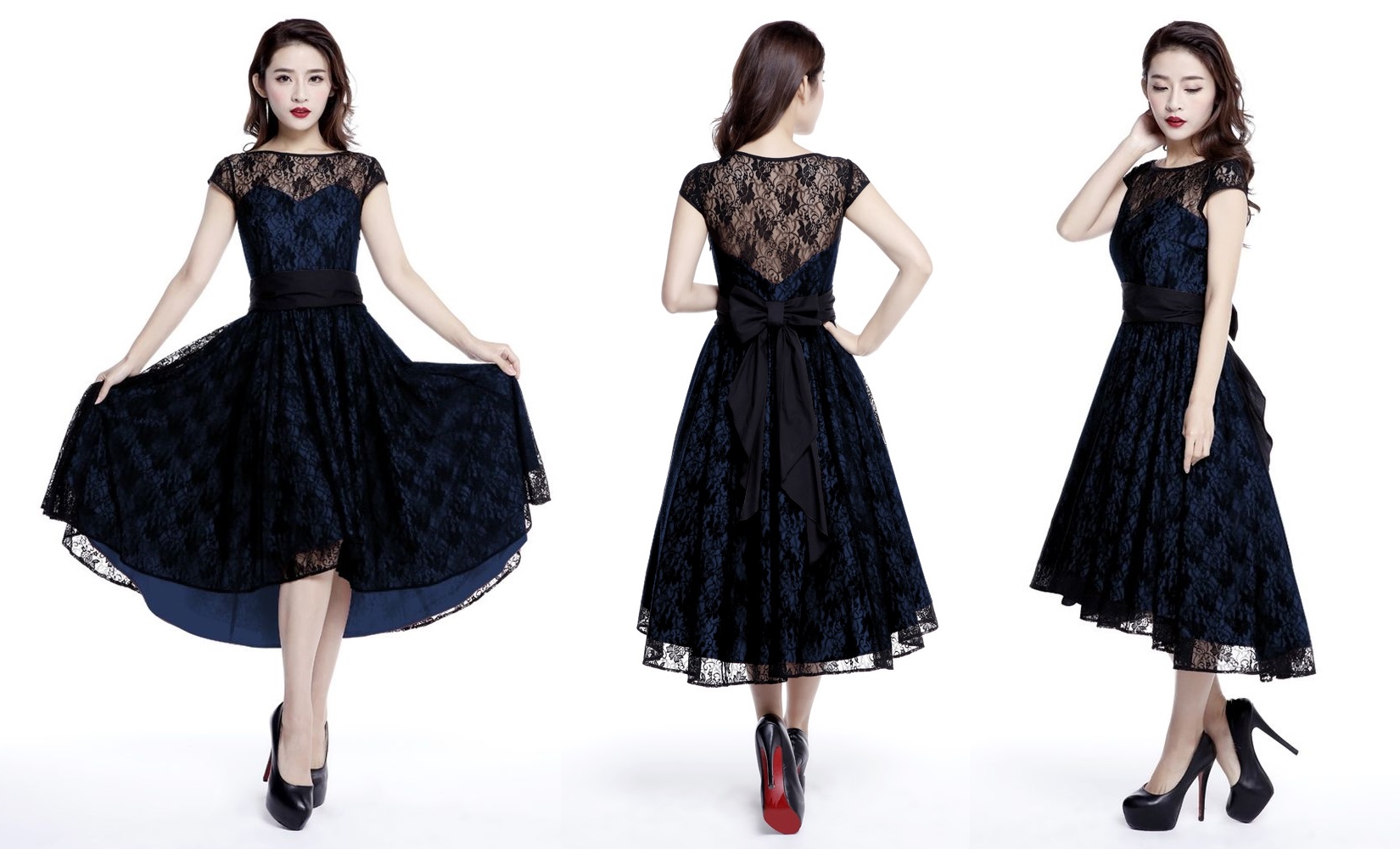 Gotické šaty dámské Evelyn modro-černé