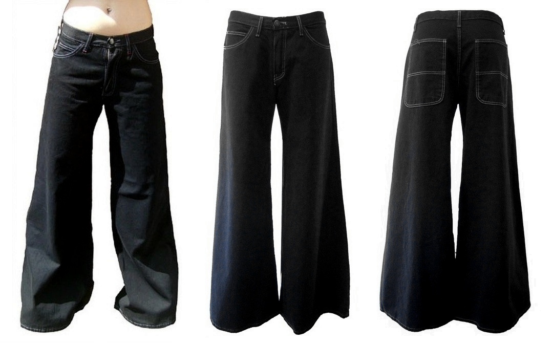 Černé kalhoty unisex s extra širokými nohavicemi