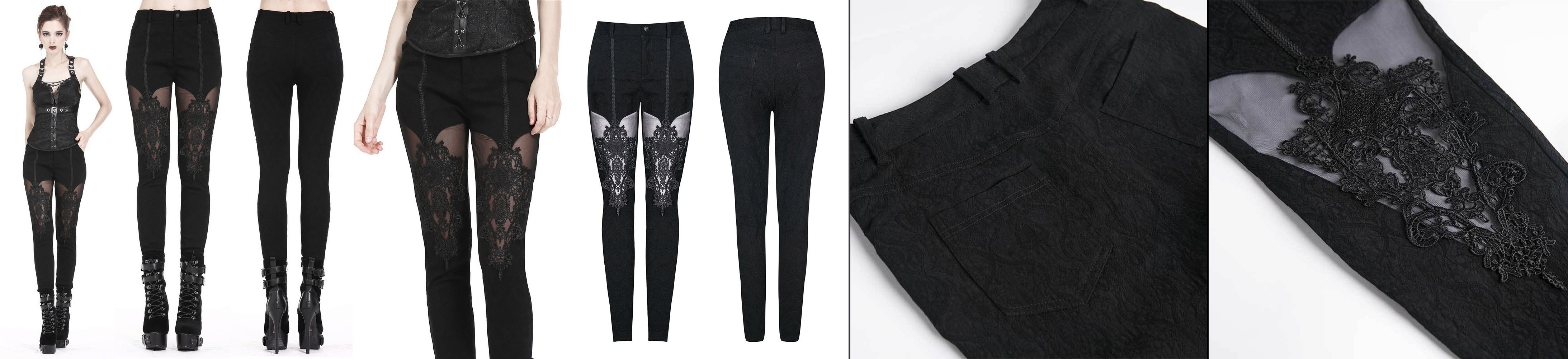 Gotické kalhoty dámské Brocade Mesh