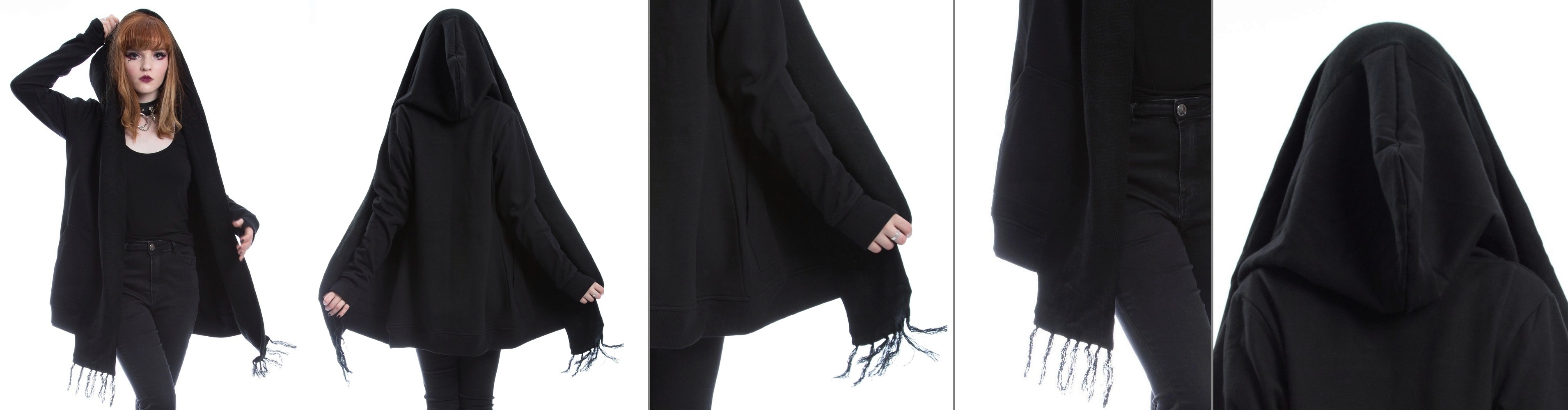Gotická mikina / cardigan dámský s šálovým panelem