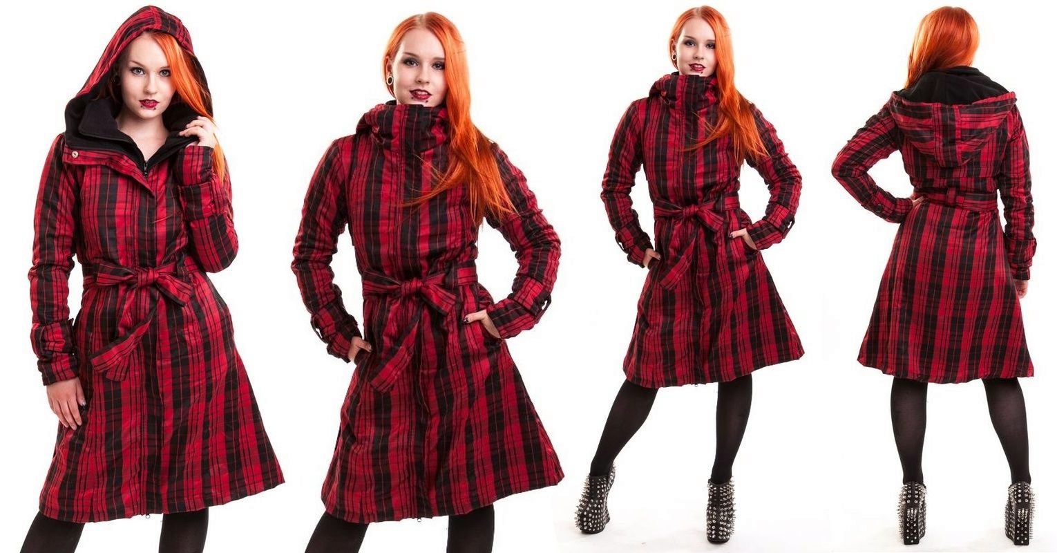 Punkový kabát dámský Mystique Red Check