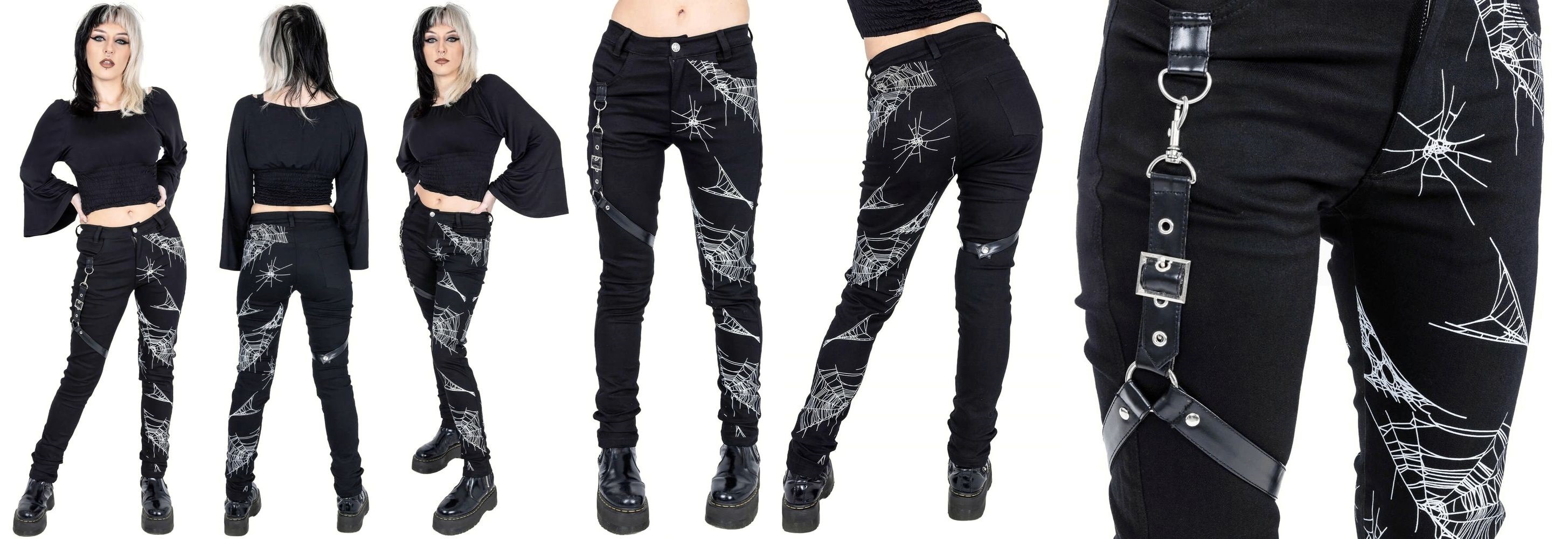 Gotické kalhoty dámské s pavučinami