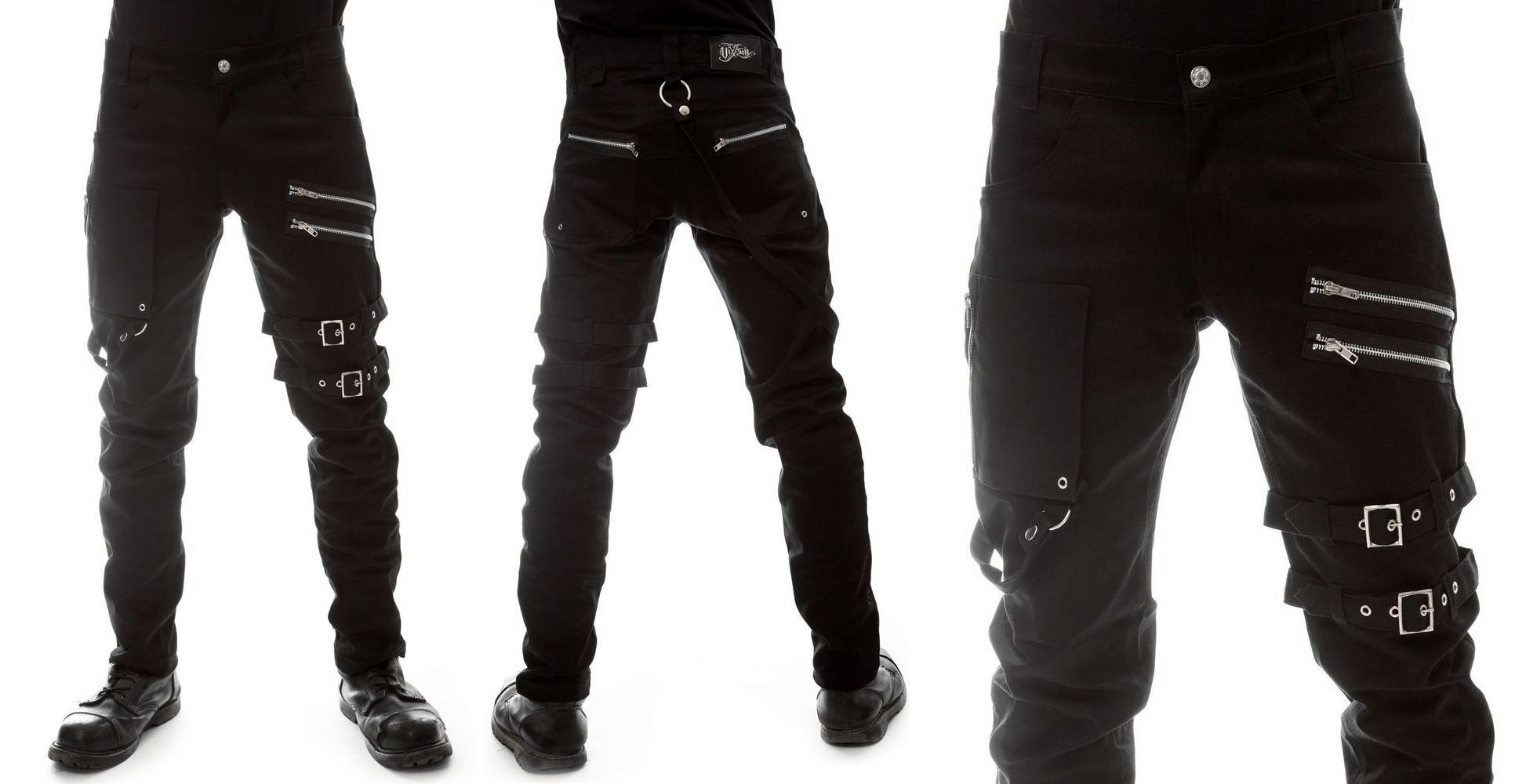 Gotické kalhoty pánské s přezkami a zipy