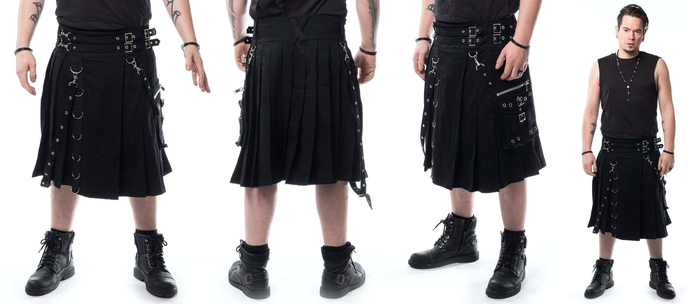 Kilt pánský černý s kapsou