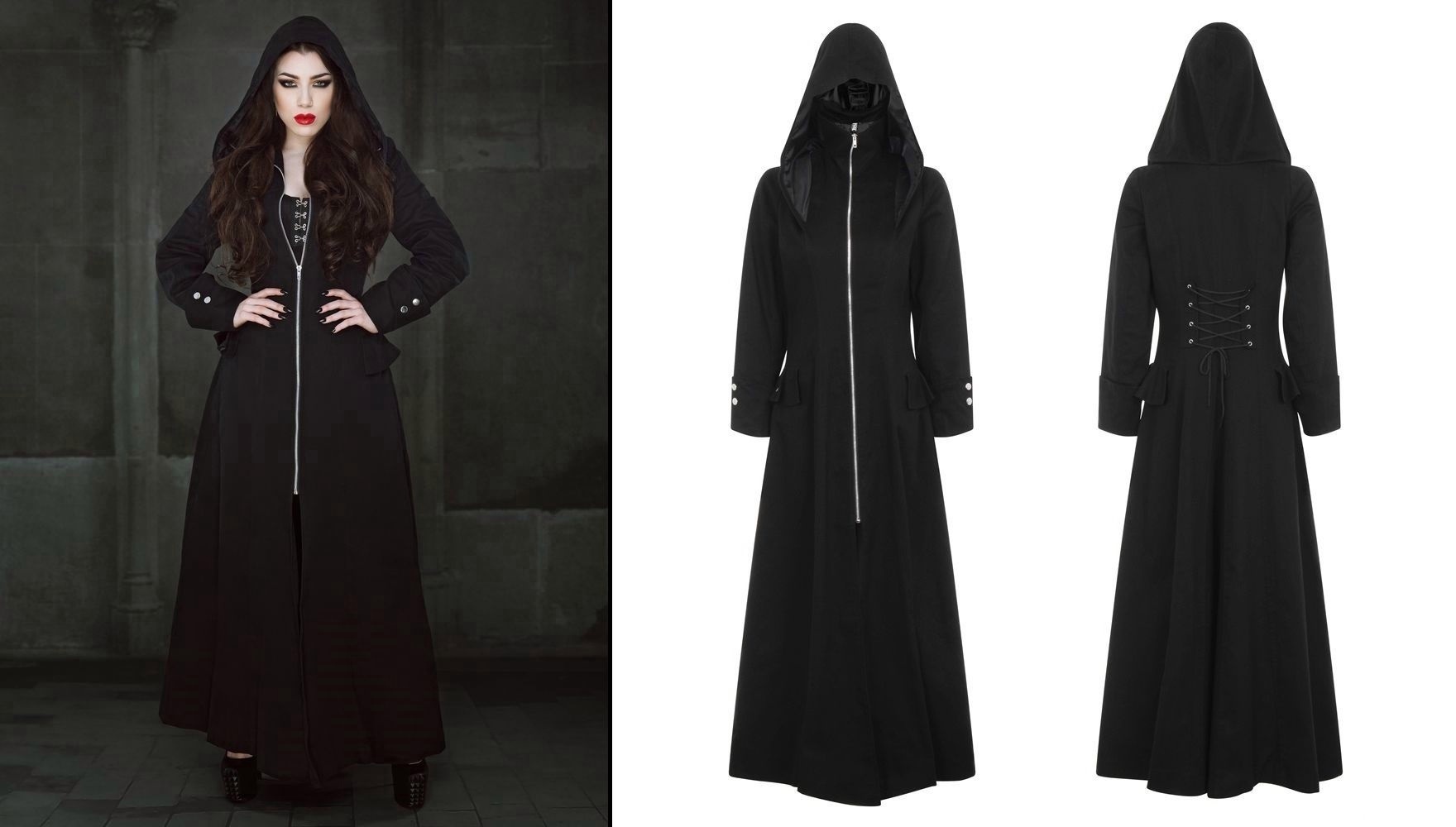 Gotický kabát dámský dlouhý Yesenia