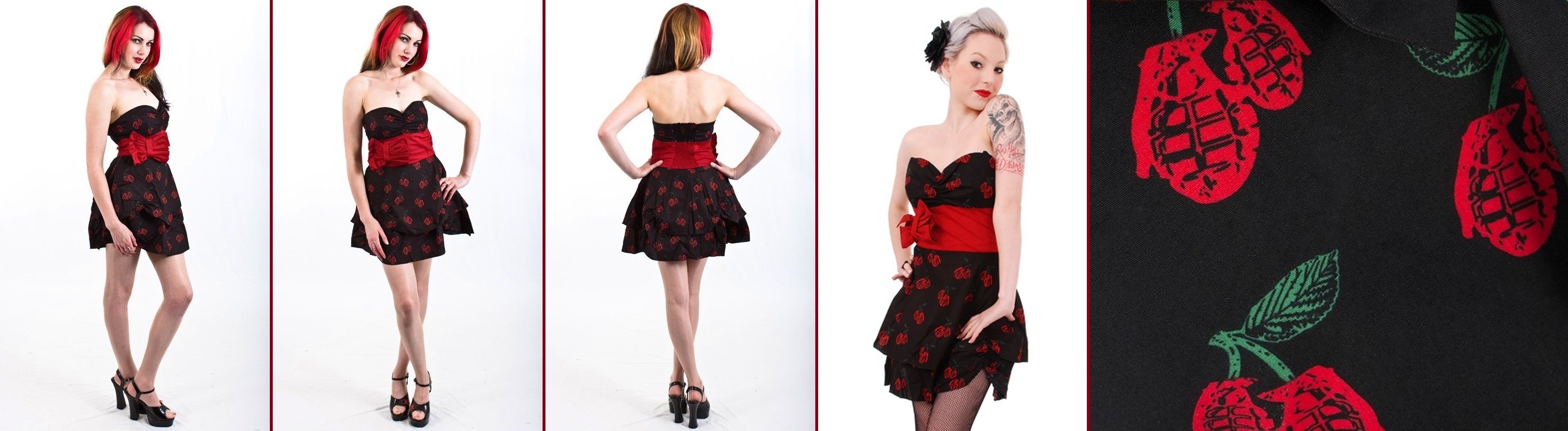 Rockabilly šaty dámské s červenou mašlí