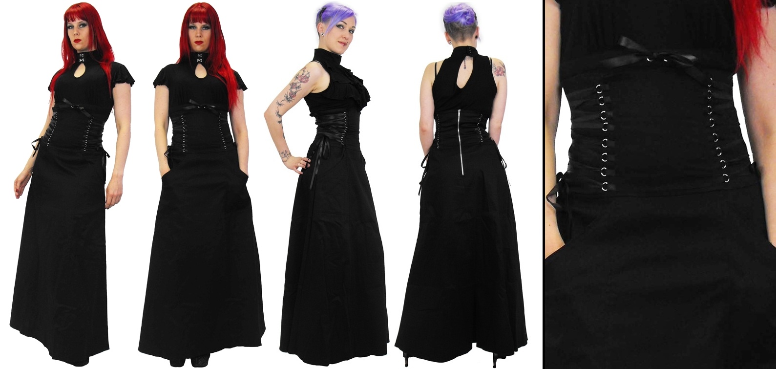 Gotická sukně dámská dlouhá s vysokým pasem