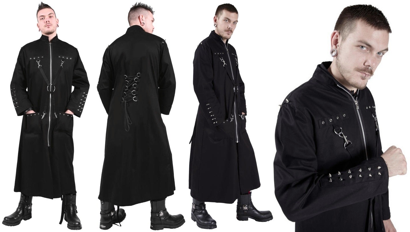 Gotický kabát pánský dlouhý s hroty