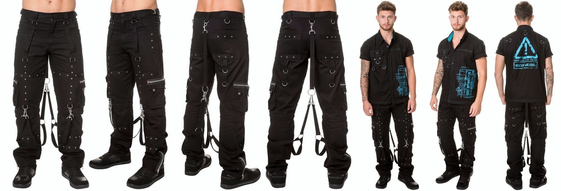 Gotické kalhoty pánské s bondage popruhy