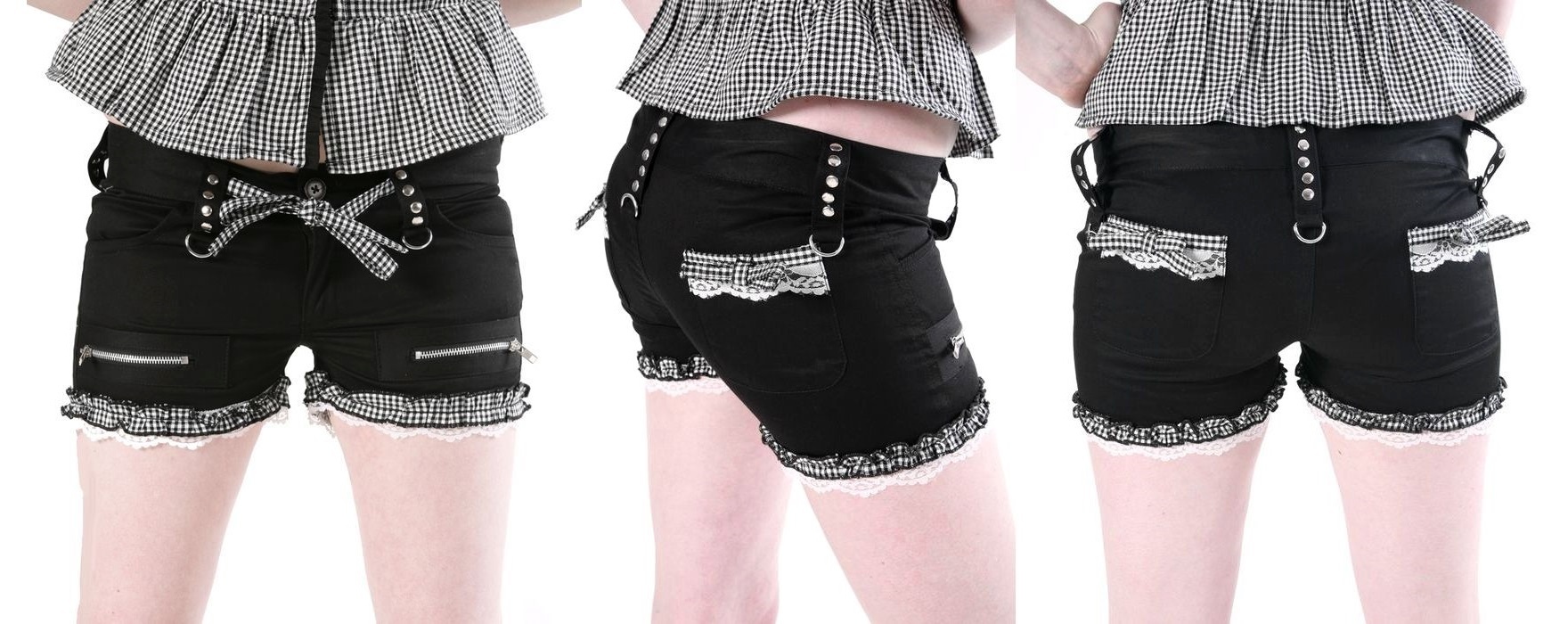 Rockabilly kraťasy dámské s kostkovanými detaily