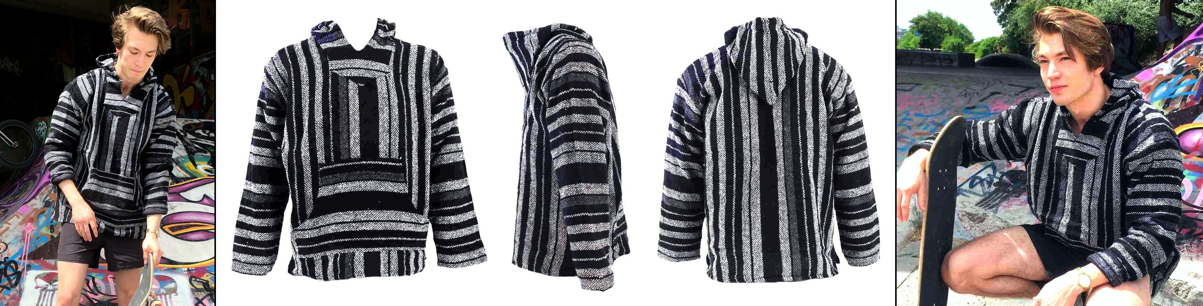 Mexická unisex mikina Baja Jerga černo-bílá