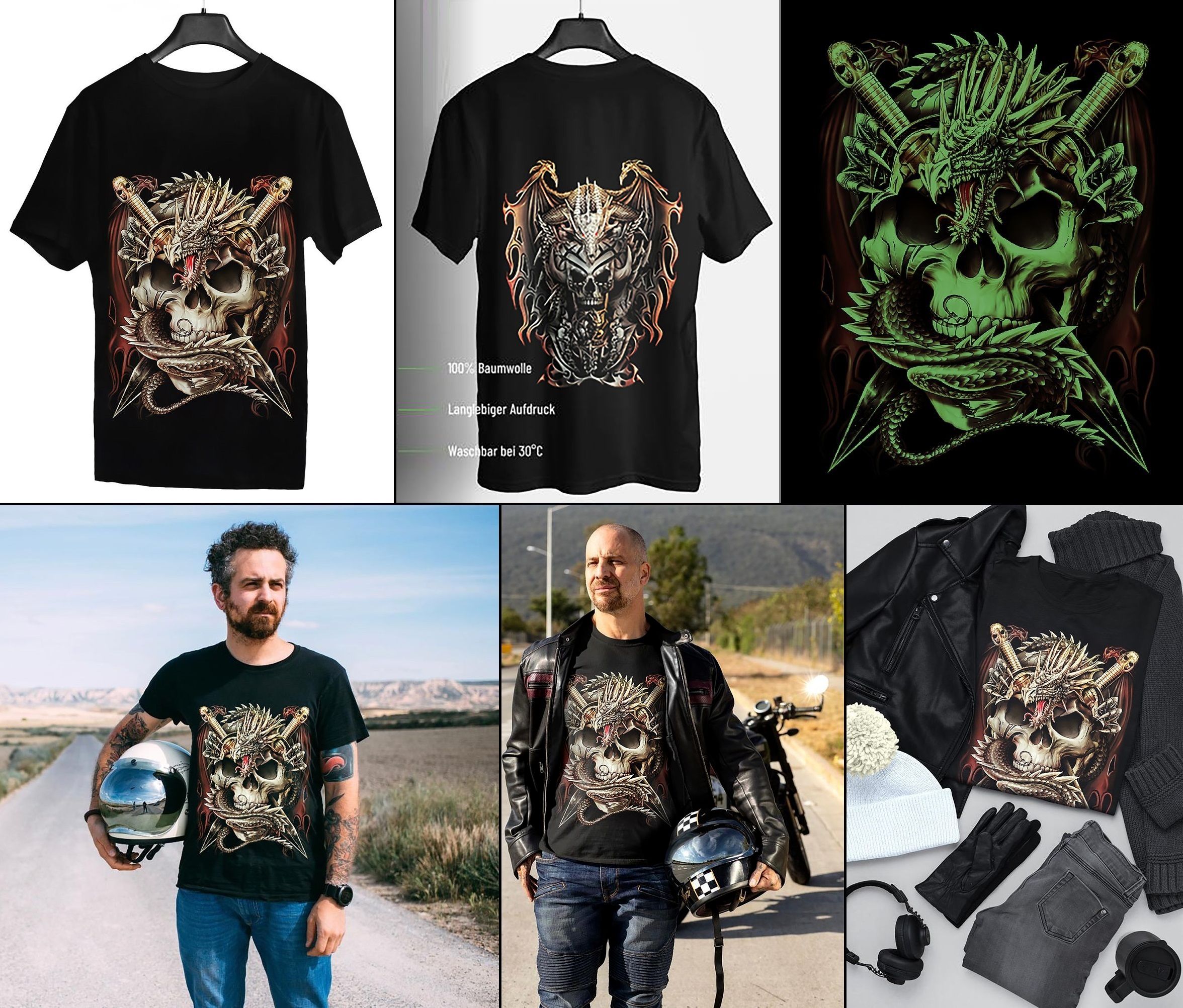 Tričko pánské Dragon Pirate Skull (svítí ve tmě)