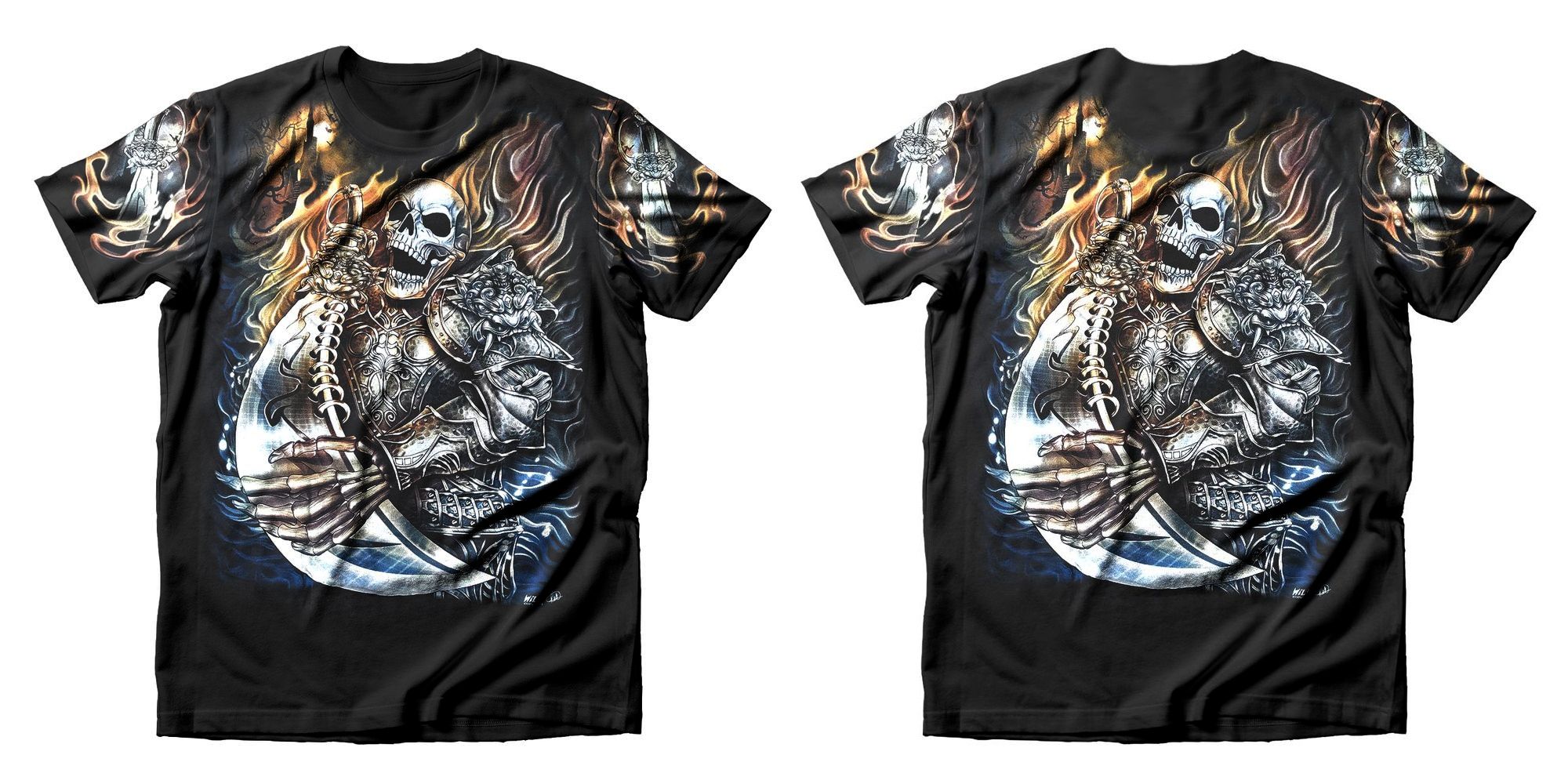 Tričko pánské Warrior Skull Sleeves (svítí ve tmě)