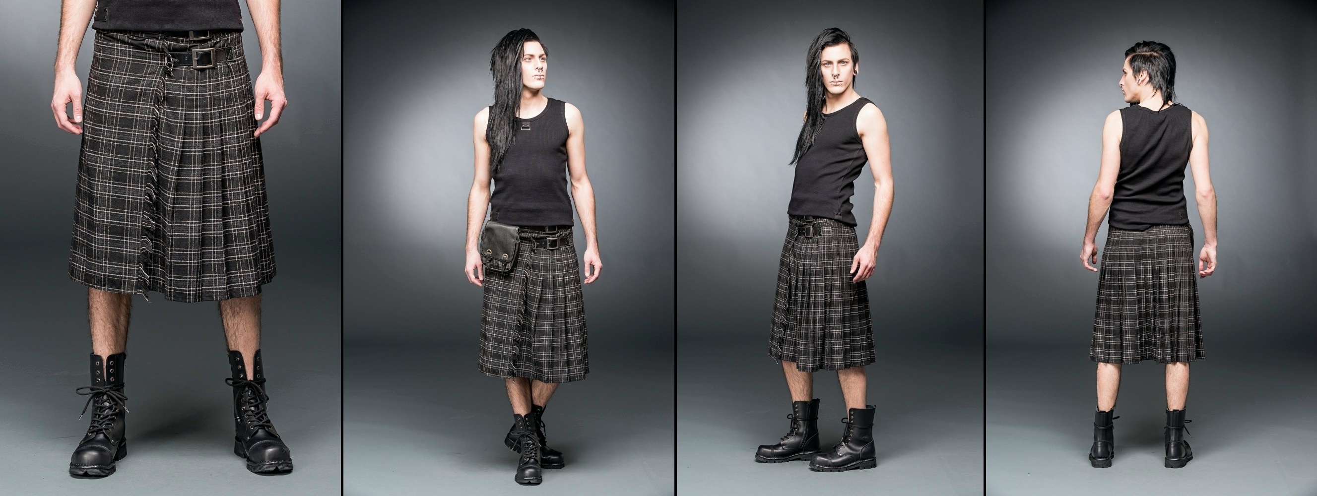 Kilt pánský šedá kostka