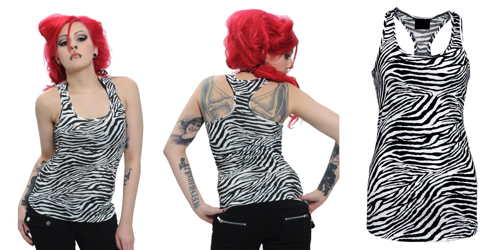Rockový top dámský zebra