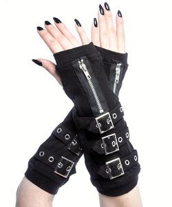 Gotické rukavice s přezkami a zipem