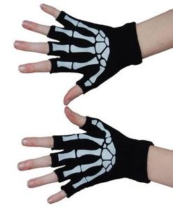 Gotické bezprsté rukavice Skeleton