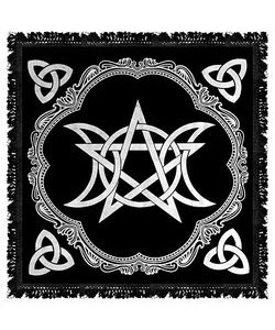 Oltářní ubrus s třásněmi Triple Moon Pentagram