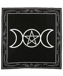 Oltářní ubrus černý Triple Moon Pentagram