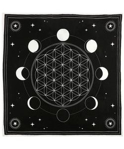 Oltářní ubrus černý Moon Phase Flower Of Life