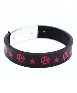 Náramek gumový s anarchy symboly a hvězdami
